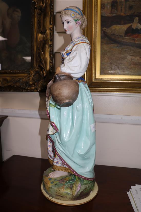 A large French coloured biscuit porcelain figure
